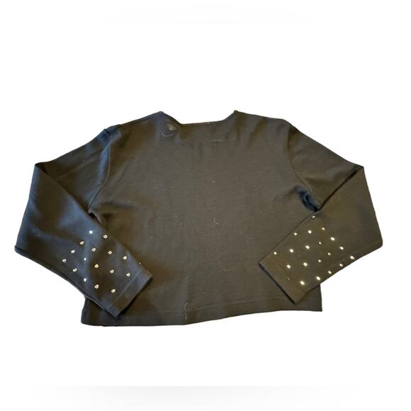 Outlander Long Sleeve Cropped Sweater with Gold Studs Acrylic Wool Blend Large - Picture 2 of 4